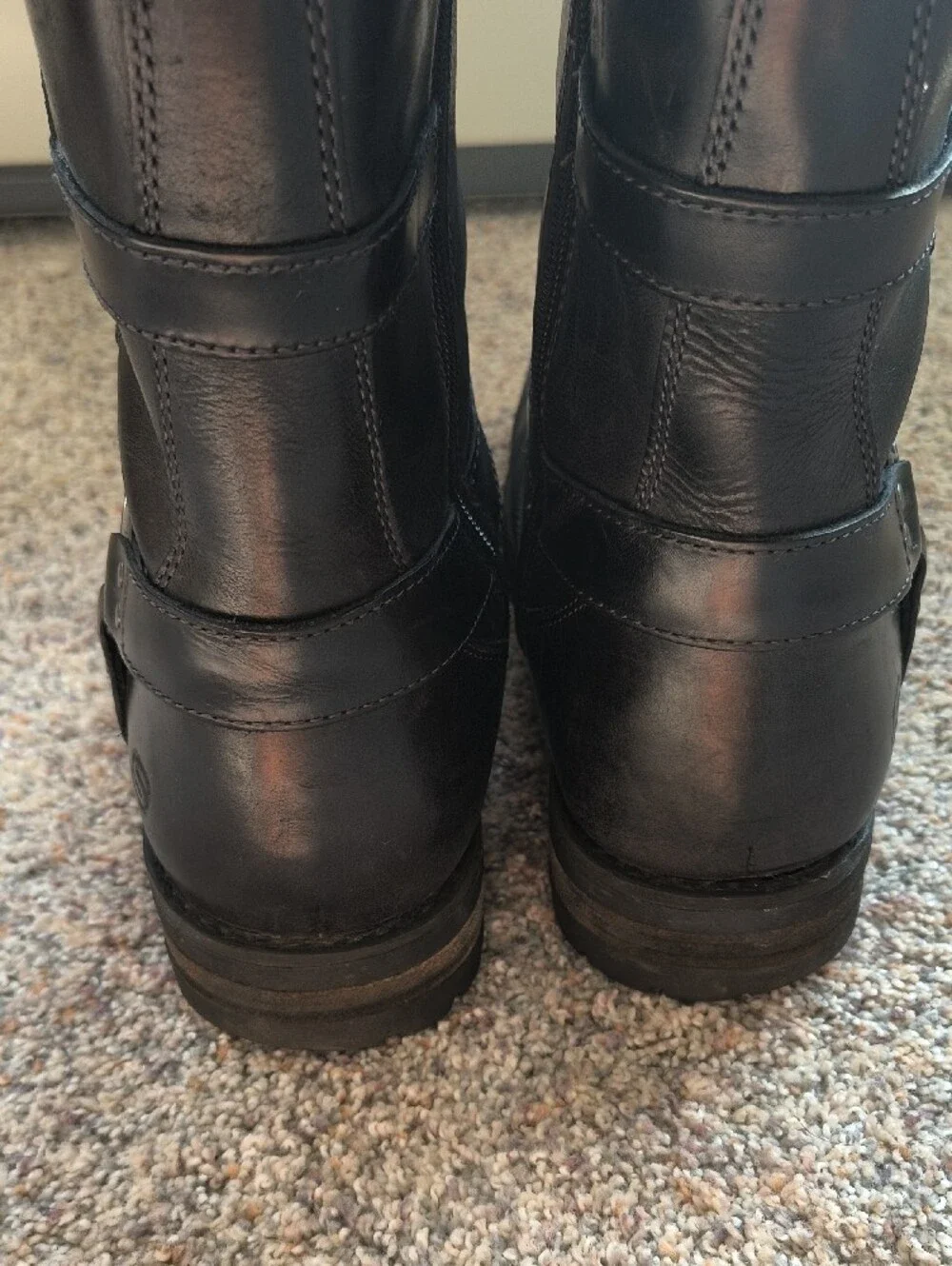 Men's Black Leather Mid-Calf Boots Size 11